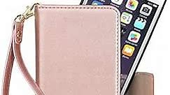 COCASES Wallet Case Compatible with iPhone 8 Plus, iPhone 7 Plus, iPhone 6/6s Plus, Flip Folio Detachable PU Leather Magnet Stand Cover Card Slot (5.5'' Rose Gold)