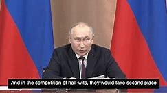 Putin cracks joke about West being 'half-witted', gets one laugh.