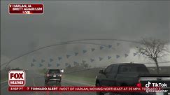 #BREAKING: Massive wedge tornado in Harlan, Iowa amid an ongoing #severeweather outbreak. #FOXWeather meteorologist @WeatherBender has the latest. #breakingnews #harlaniowa #iowa #wedgetornado #tornado #stormchaser #stormchasing