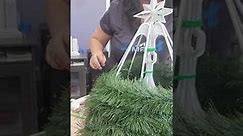 Making a Christmas tree using plastic hangers