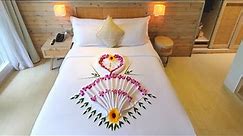 towel folding designs || romantic bedroom decorating ideas || towel art || AR LOVE