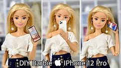 DIY Barbie Doll Apple IPhone 12 Pro! How to Make Realistic Mini IPhone Free Printable!