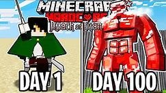 I Survived 100 Days as the COLOSSAL TITAN in Minecraft...