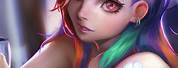 Anime Girl with Long Rainbow Hair