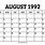 Aug 1992 Calendar