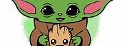Baby Yoda with Groot SVG