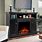 Black Wood Grain TV Console with Electric Fireplace