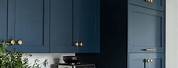 Blue Kitchen Cabinets with Brass Hardware