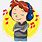 Boy Listening to Music Clip Art