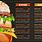 Burger Menu Card