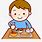 Cartoon Boy Eating Lunch