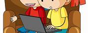 Cartoon Kids with Computer