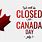 Closed for Canada Day Sign