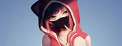 Emo Anime Girl with Hoodie and Mask