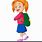 Girl with Backpack Cartoon