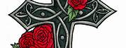 Gothic Cross with Rose PNG