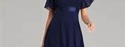 Navy Blue Prom Dress with Sleeves