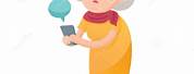 Old Lady On Phone Cartoon