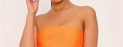 Orange Strapless Swimsuit