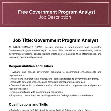 Professional Federal Program Analyst Templates To Showcase