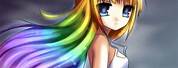 Rainbow Hair Anime Back View