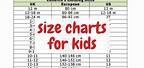 Size Chart for Kids in Inches