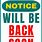 Will Be Back Sign Printable