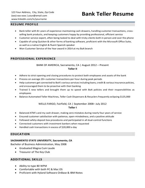 Examples Of A Teller Resume Resume Samples Job Description