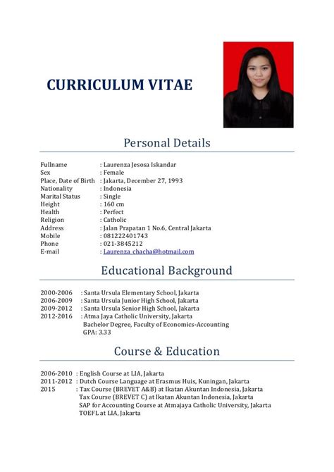 Format Curriculum Vitae Dalam Bahasa Indonesia Job Description