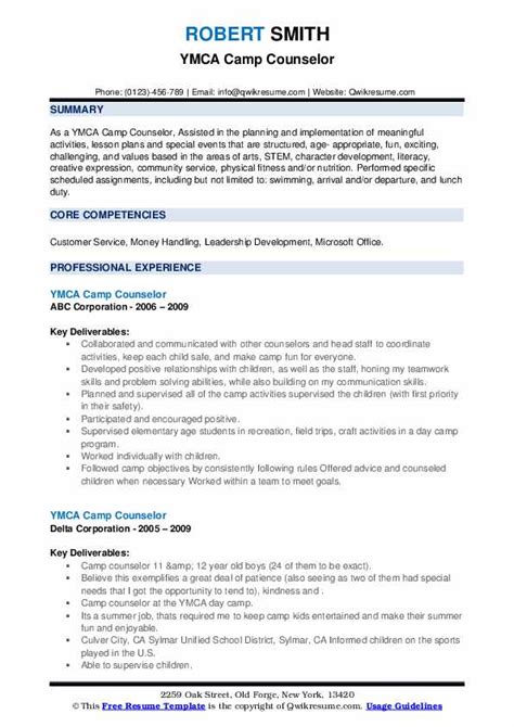 Resume Examples For Ymca Resume Examples For Ymca Sample Ymca Counselor Resume Resumebaking