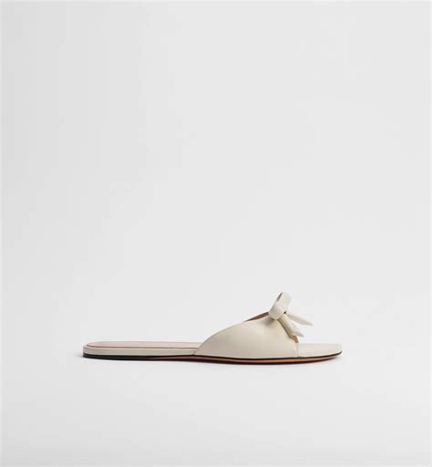 Dior Bow Slide White Lambskin | DIOR