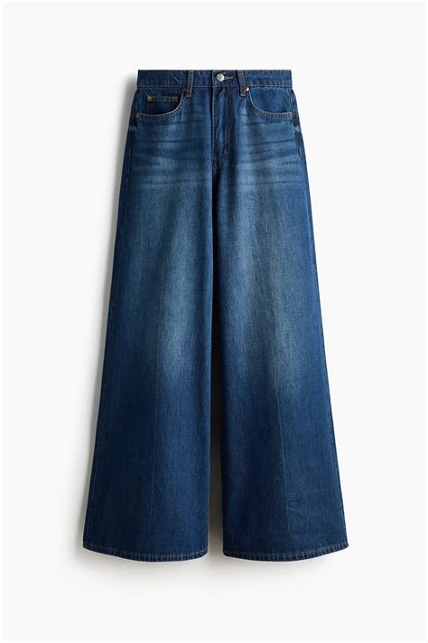 Women's Denim blue Super Wide High Waist Jeans | H&M IN