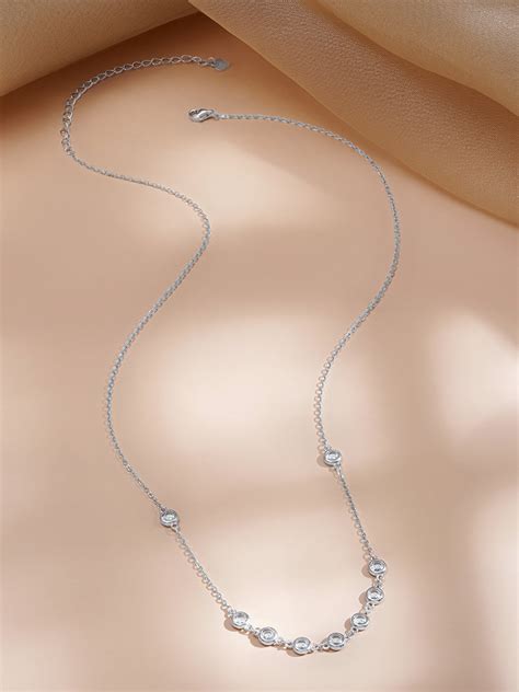 925 Fine Silver Crystal Charm Necklace – Rubans