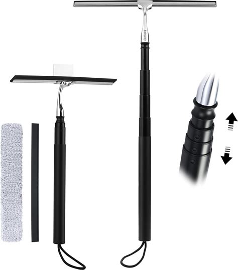 12-51’’ Telescopic Window Squeegee for High Windows, 2-in-1 Window ...
