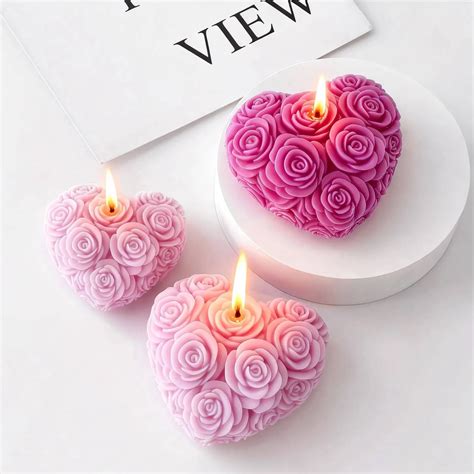 Heart Shaped Silicone Mold for DIY Candle Wax Chocolate Baking Rose ...