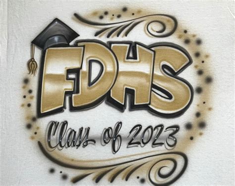 Airbrush Tshirt Graduation Block Letters Includes Year You choose ...