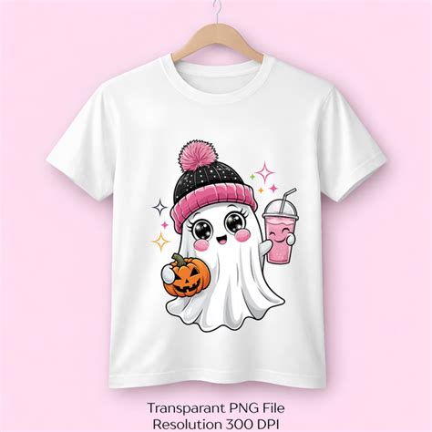 Cute Pink Beanie Ghost Pumpkin Halloween Clipart Bundle