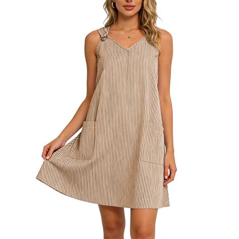 Blmnix Slip Dress Women Dress Short Dress with Pockets Under Dress V ...