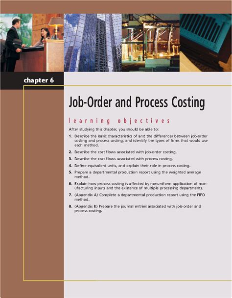 Chapter 6: Job Order and Process Costing - Learning Objectives - Studocu
