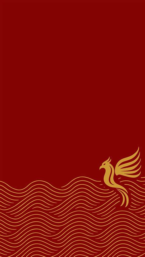 Imlek phoenix ripple elegant red background with golden phoenix ...
