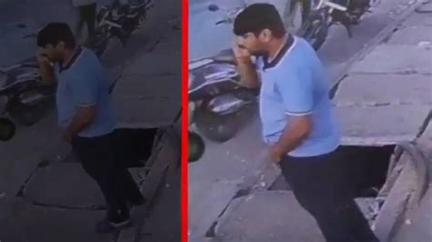 Gujarat: Pardi man falls into drain as lid breaks | Caught on camera