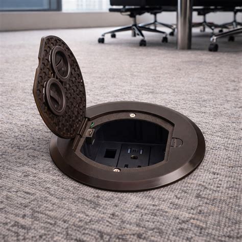 Conference Table Boxes Recessed Round Floor Box for Concrete with Power ...