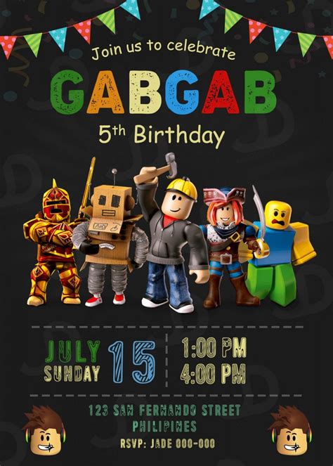 Printable Roblox Birthday Invitation | Printable birthday invitations ...
