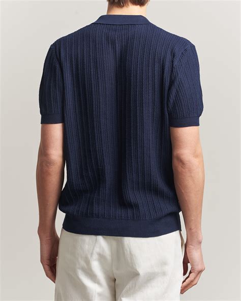 Morgano Structured Knitted Polo Navy at CareOfCarl.com