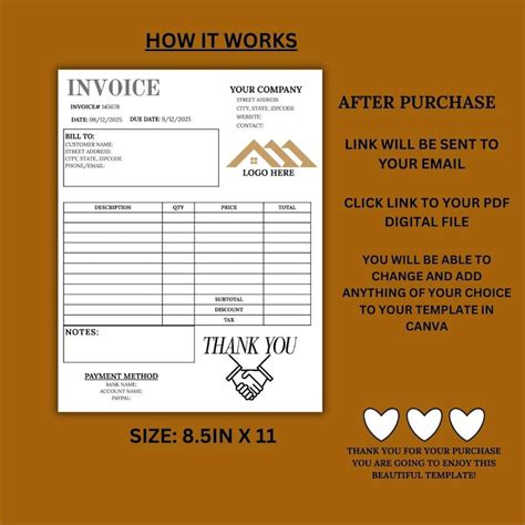 Minimal Invoice Template Canva Editable | Professional Billing Invoice ...