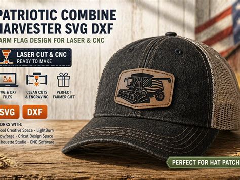 Patriotic Combine Harvester SVG DXF | Farm Flag Design for Laser | Free Files - Atomm
