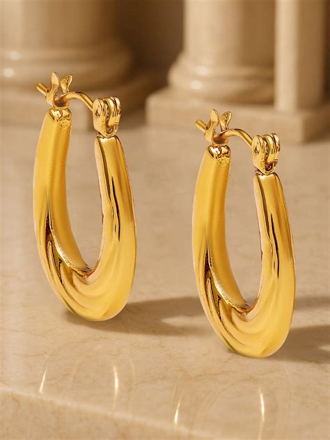Stainless Steel 18 KT Gold Plated Waterproof tarnish-free Elongated ...