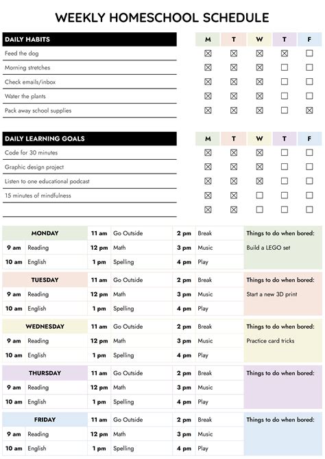 Homeschool Schedule Templates (Daily, Weekly, and Monthly)