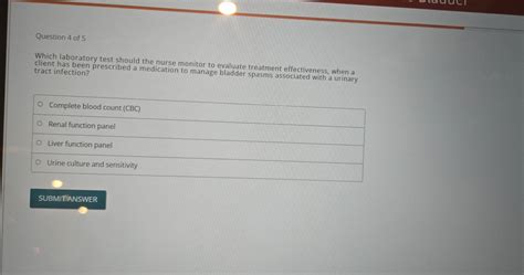 Solved: JCI Question 4 of 5 Which laboratory test should the nurse monitor to evaluate treatment ...