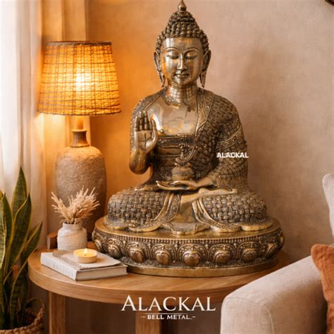 Brass Buddha Idol – 2 Feet | Handcrafted Home Decor Statue – Alackal ...